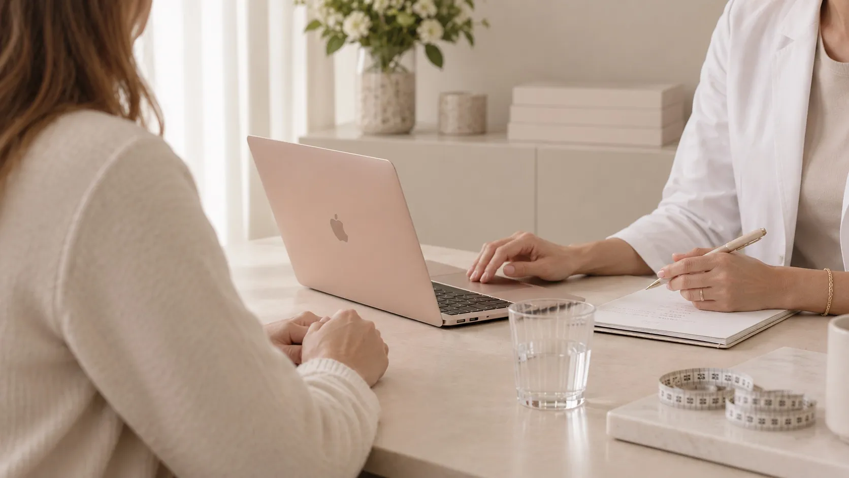 Konsultation om medicinsk vægttab ved klinikkens bord